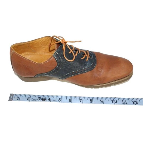 CLARKS brown & black soft leather oxfords shoes flexible soles men's size 10.5 D - Picture 7 of 9